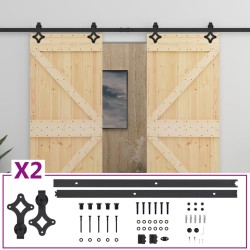 vidaXL Puerta corredera con herrajes madera maciza de pino 80x210 cm