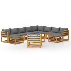vidaXL Muebles de jardín 12 pzas cojines madera maciza de acacia 