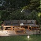vidaXL Muebles de jardín 6 pzas cojines crema madera maciza de acacia