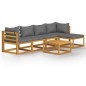 vidaXL Muebles de jardín 6 pzas cojines crema madera maciza de acacia