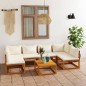 vidaXL Muebles de jardín 7 pzas cojines crema madera maciza de acacia vidaXL Muebles de jardín 7 pzas cojines crema madera maciza de acacia
