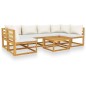 vidaXL Muebles de jardín 7 pzas cojines crema madera maciza de acacia vidaXL Muebles de jardín 7 pzas cojines crema madera maciza de acacia