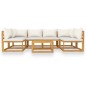vidaXL Muebles de jardín 7 pzas cojines crema madera maciza de acacia vidaXL Muebles de jardín 7 pzas cojines crema madera maciza de acacia