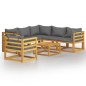 vidaXL Muebles de jardín 7 pzas cojines madera maciza de acacia 