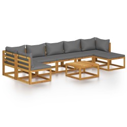 vidaXL Muebles de jardín 8 pzas cojines madera maciza de acacia 