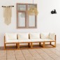 vidaXL Sofá de jardín 3 plazas cojín madera maciza acacia color crema