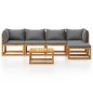 vidaXL Muebles de jardín 6 pzas cojines crema madera maciza de acacia
