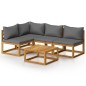 vidaXL Muebles de jardín 5 pzas cojines crema madera maciza de acacia vidaXL Muebles de jardín 5 pzas cojines crema madera maciza de acacia