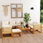 vidaXL Muebles de jardín 10 pzas cojines crema madera maciza acacia vidaXL Muebles de jardín 10 pzas cojines crema madera maciza acacia