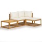 vidaXL Muebles de jardín 4 pzas cojines crema madera maciza de acacia vidaXL Muebles de jardín 4 pzas cojines crema madera maciza de acacia