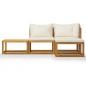 vidaXL Muebles de jardín 4 pzas cojines crema madera maciza de acacia vidaXL Muebles de jardín 4 pzas cojines crema madera maciza de acacia