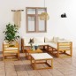 vidaXL Muebles de jardín 8 pzas cojines crema madera maciza de acacia vidaXL Muebles de jardín 8 pzas cojines crema madera maciza de acacia