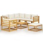 vidaXL Muebles de jardín 8 pzas cojines crema madera maciza de acacia vidaXL Muebles de jardín 8 pzas cojines crema madera maciza de acacia