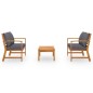 vidaXL Muebles de jardín 3 pzas cojines madera maciza de acacia