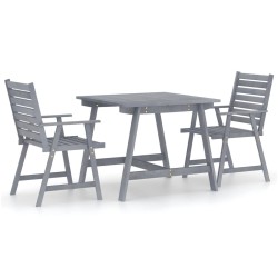 vidaXL Juego de comedor de jardín 3 pzas madera maciza de acacia gris
