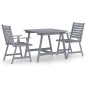 vidaXL Juego de comedor de jardín 3 pzas madera maciza de acacia gris vidaXL Juego de comedor de jardín 3 pzas madera maciza de acacia gris