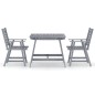 vidaXL Juego de comedor de jardín 3 pzas madera maciza de acacia gris vidaXL Juego de comedor de jardín 3 pzas madera maciza de acacia gris