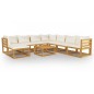 vidaXL Muebles de jardín 9 pzas cojines crema madera maciza de acacia vidaXL Muebles de jardín 9 pzas cojines crema madera maciza de acacia