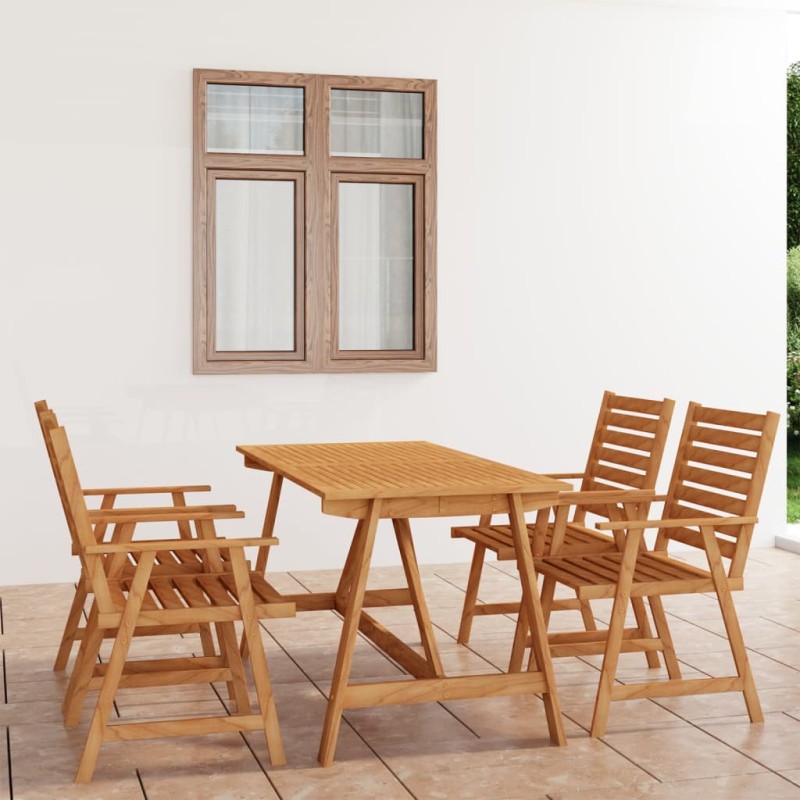 vidaXL Juego de comedor para jardín 5 piezas madera maciza de acacia vidaXL Juego de comedor para jardín 5 piezas madera maciza de acacia