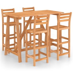 vidaXL Mesa y sillas de bar para jardín 5 pzas madera maciza de acacia