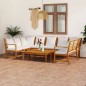 vidaXL Muebles de jardín 9 pzas cojines crema madera maciza de acacia vidaXL Muebles de jardín 9 pzas cojines crema madera maciza de acacia