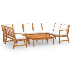 vidaXL Muebles de jardín 9 pzas cojines crema madera maciza de acacia 