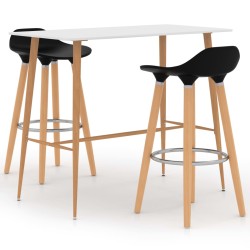 vidaXL Juego de mesa alta y taburetes de bar 3 piezas negro y blanco