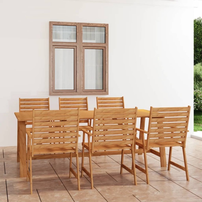 vidaXL Juego de comedor para jardín 7 piezas madera maciza de acacia vidaXL Juego de comedor para jardín 7 piezas madera maciza de acacia
