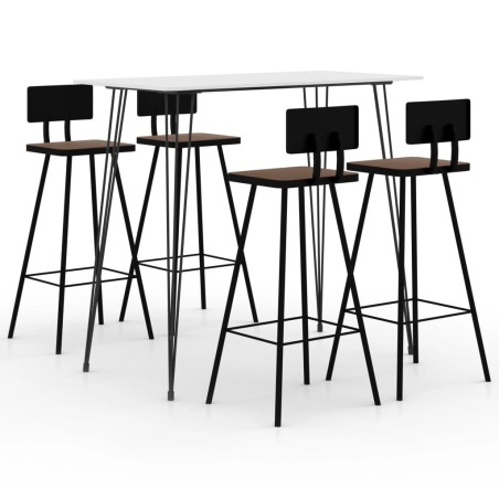 vidaXL Juego de mesa alta y taburetes de bar 5 piezas blanco