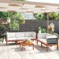 vidaXL Muebles de jardín 6 pzas cojines crema madera maciza de acacia 