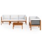 vidaXL Muebles de jardín 6 pzas cojines crema madera maciza de acacia 
