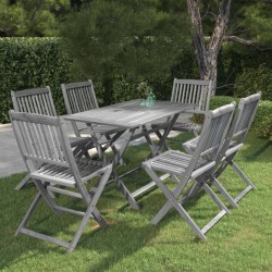 vidaXL Juego de comedor de jardín 7 pzas madera maciza de acacia gris