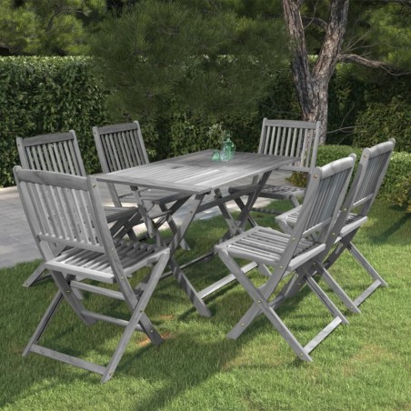 vidaXL Juego de comedor de jardín 7 pzas madera maciza de acacia gris