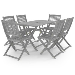vidaXL Juego de comedor de jardín 7 pzas madera maciza de acacia gris