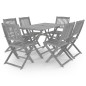 vidaXL Juego de comedor de jardín 7 pzas madera maciza de acacia gris vidaXL Juego de comedor de jardín 7 pzas madera maciza de acacia gris