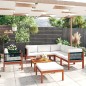 vidaXL Muebles de jardín 8 pzas cojines crema madera maciza de acacia