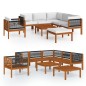 vidaXL Muebles de jardín 8 pzas cojines crema madera maciza de acacia