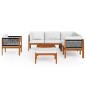 vidaXL Muebles de jardín 8 pzas cojines crema madera maciza de acacia