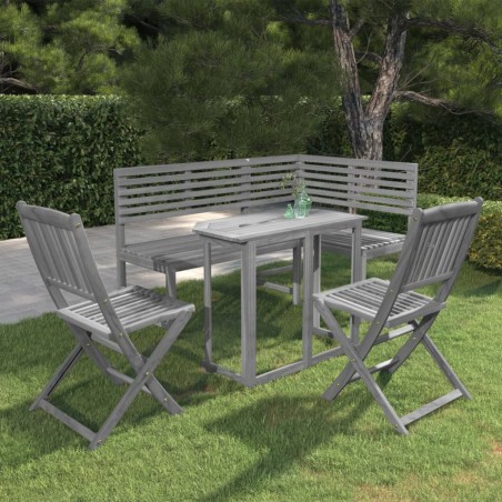 vidaXL Muebles de bistró de jardín 4 piezas madera maciza acacia gris