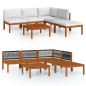 vidaXL Muebles de jardín 6 pzas cojines crema madera maciza de acacia vidaXL Muebles de jardín 6 pzas cojines crema madera maciza de acacia
