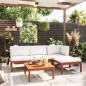 vidaXL Muebles de jardín 5 pzas cojines crema madera maciza de acacia vidaXL Muebles de jardín 5 pzas cojines crema madera maciza de acacia