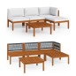 vidaXL Muebles de jardín 5 pzas cojines crema madera maciza de acacia vidaXL Muebles de jardín 5 pzas cojines crema madera maciza de acacia