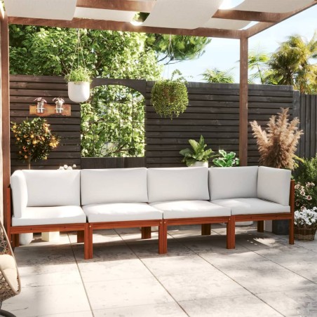 vidaXL Sofá de jardín de 4 plazas con cojín madera maciza de acacia