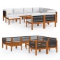 vidaXL Muebles de jardín 10 pzas cojines crema madera maciza acacia vidaXL Muebles de jardín 10 pzas cojines crema madera maciza acacia
