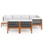 vidaXL Muebles de jardín 10 pzas cojines crema madera maciza acacia vidaXL Muebles de jardín 10 pzas cojines crema madera maciza acacia