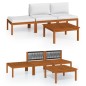 vidaXL Muebles de jardín 4 pzas cojines crema madera maciza de acacia vidaXL Muebles de jardín 4 pzas cojines crema madera maciza de acacia