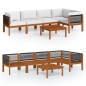 vidaXL Muebles de jardín 6 pzas cojines crema madera maciza de acacia 