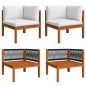 vidaXL Muebles de jardín 6 pzas cojines crema madera maciza de acacia 