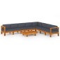 vidaXL Muebles de jardín 9 pzas con cojines madera acacia gris oscuro