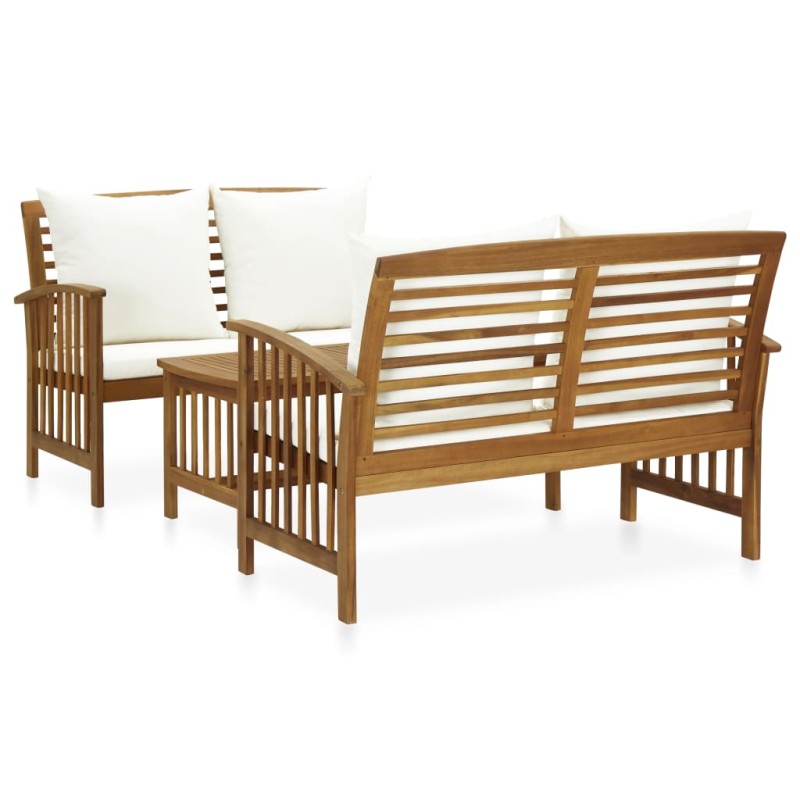 vidaXL Muebles de jardín 3 piezas con cojines madera maciza de acacia 